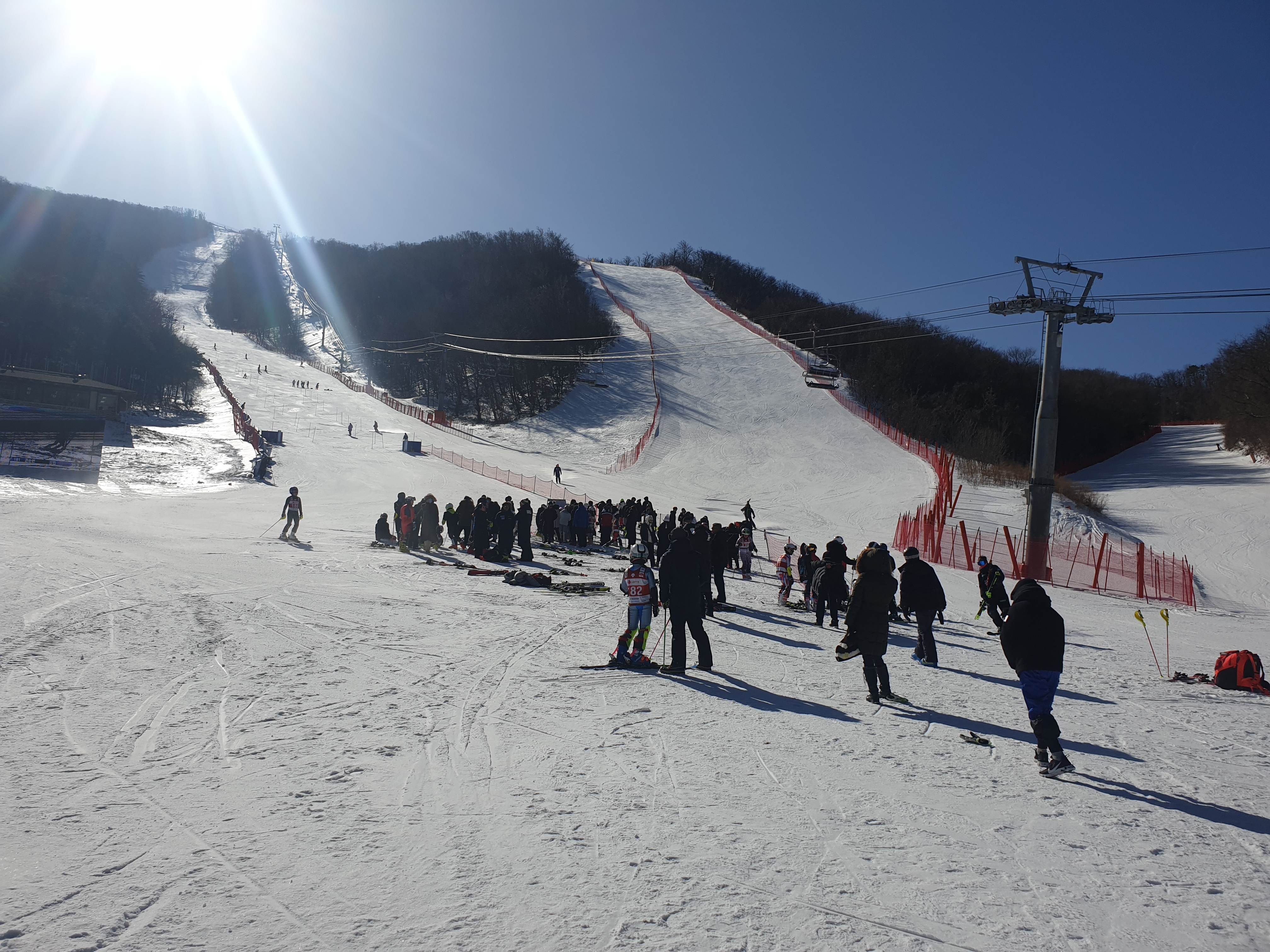 ▲ 스키알파인 결승전이 치러진 용평리조트 레인보우 코스에 모인 선수들